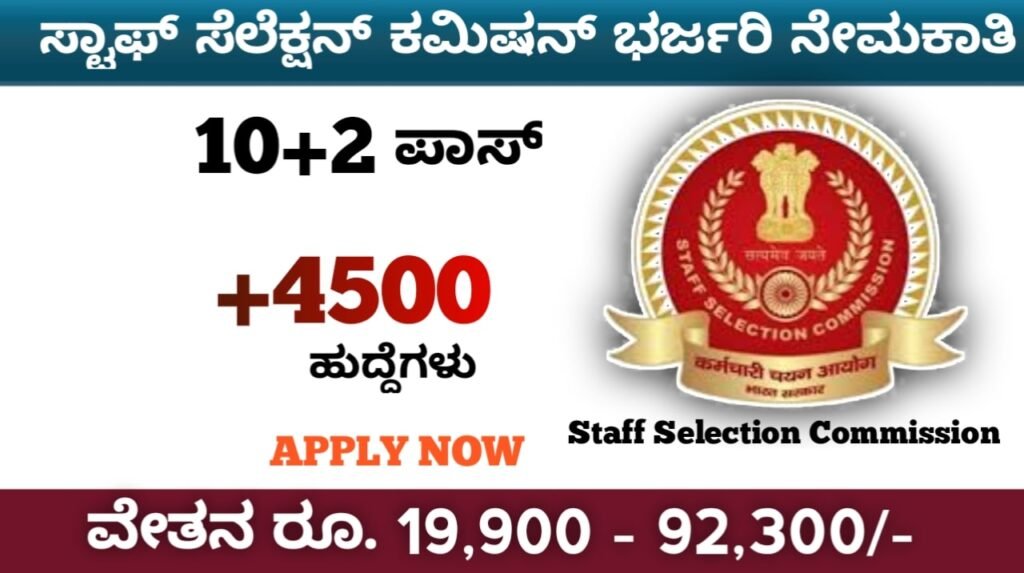 SSC Govt Jobs For 12th Pass 2023